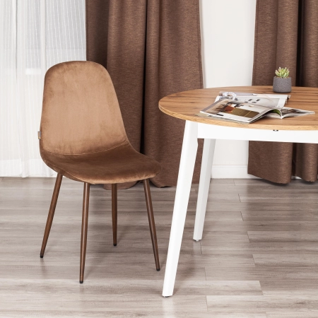 Стул BREEZE (mod. JSC-58) велюр и металл, коричневый, темное дерево