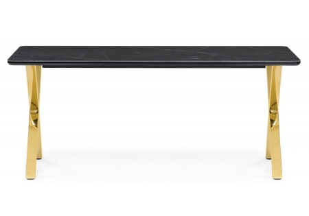 Керамический стол Селена 3 180х90 черный мрамор, золото