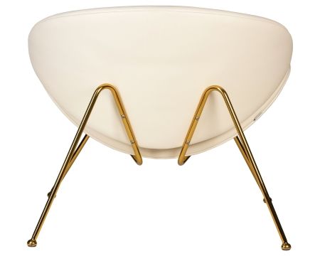 Кресло дизайнерское EMILY белый винил, золотое основание