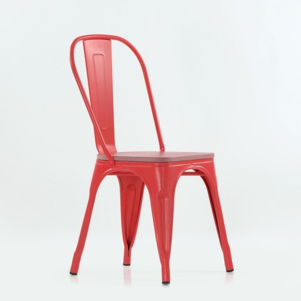 Стул Tolix style Wood красный Стул Tolix style Wood красный