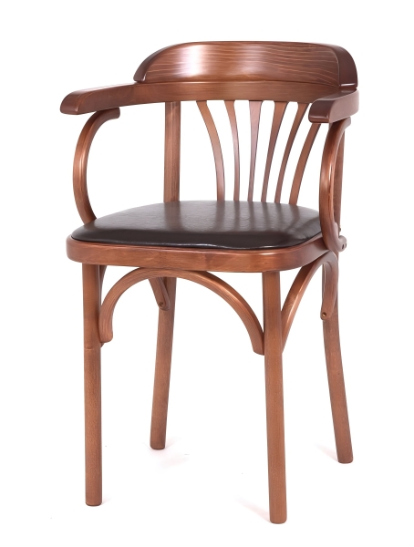Деревянный стул Венский средний тон с мягким сиденьем из экокожи