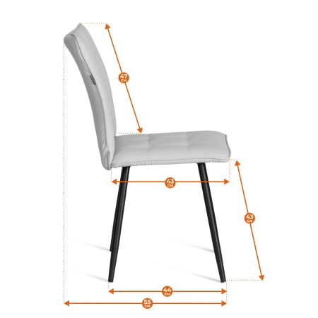 Стул обеденный Bari белый и серый, ткань и металл, мягкое сиденье, без подлокотников Стул обеденный Bari белый и серый, ткань и металл, мягкое сиденье, без подлокотников