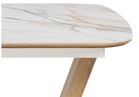 Керамический стол Петир 120(160)х80х75 золотой белый, дуб монтана