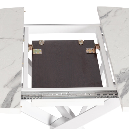 Стол MANZANA ЛДСП, HPL, металл, мрамор светлый, белый