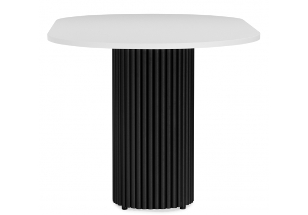 Стол деревянный Барон О 180 х 90 белая пленка шагрень, черные ноги