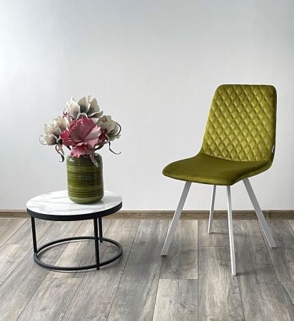 Стул DAIQUIRI BLUVEL-75 олива велюр, белый каркас