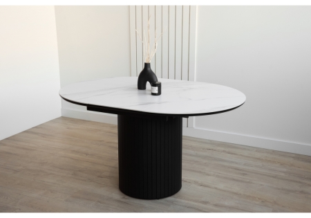 Керамический стол Лорен 100(140) snow white, черный