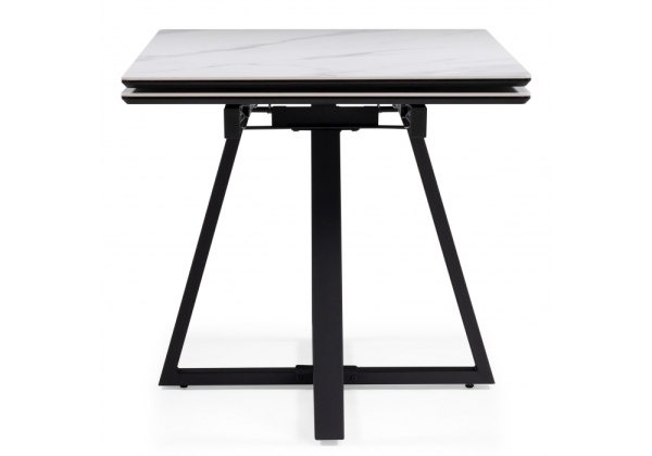 Керамический стол Памелла 140(200)х80х75 белый мрамор, черный