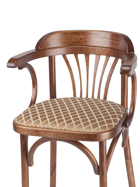 Деревянный стул Венский средний тон с мягким сиденьем из ткани 2 caramel с дугами назад