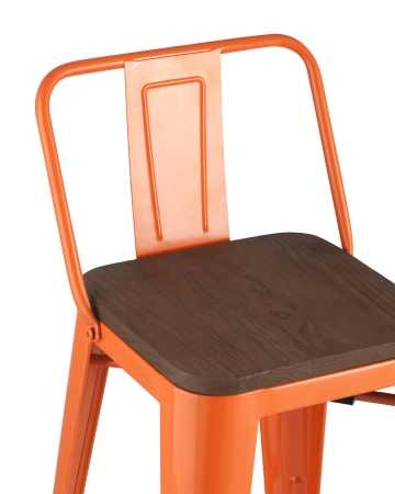 Стул полубарный TOLIX WOOD со спинкой оранжевый глянцевый