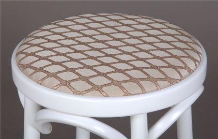Деревянный табурет Венский белая эмаль с мягким сиденьем из бежевой ткани