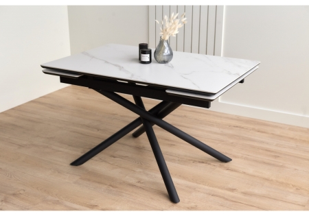 Керамический стол Мэриан 120(180)х80 snow alpin white, черный