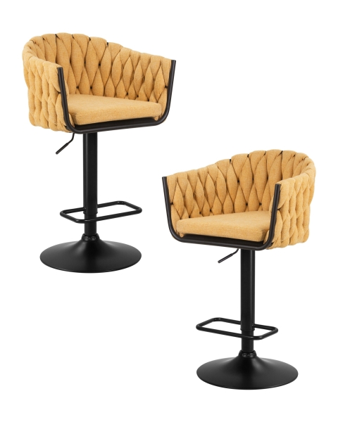 Набор 2 шт Стул барный LEON, желтая ткань (LAR 275-8)