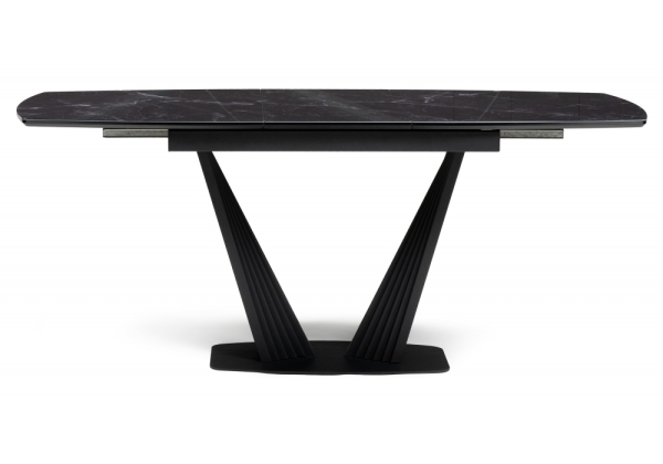 Стол стеклянный Вейл 140(180)х80 черный мрамор, черный