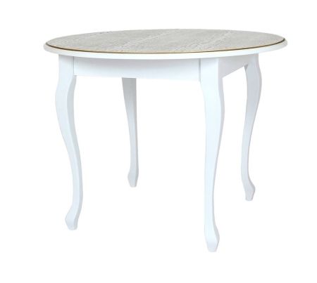 Стол обеденный "1000-D" круглый, матовый + патина золото, белый