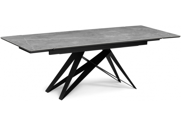 Керамический стол Блэкберн 140(200)х80 серый мрамор larka grey, черный