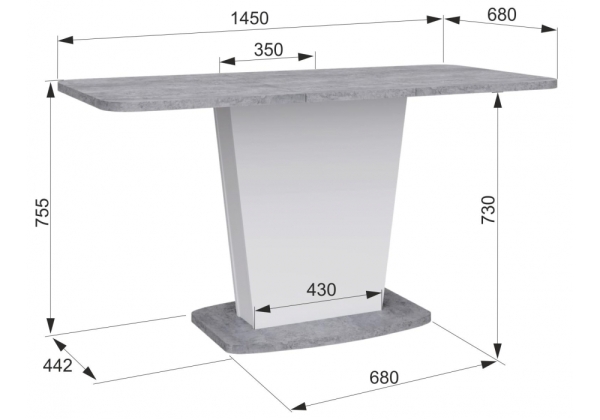 Стол деревянный Комфорт цемент светлый, белый