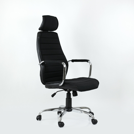 Кресло K-90 черная ткань и черная кожа, газлифт 3кл