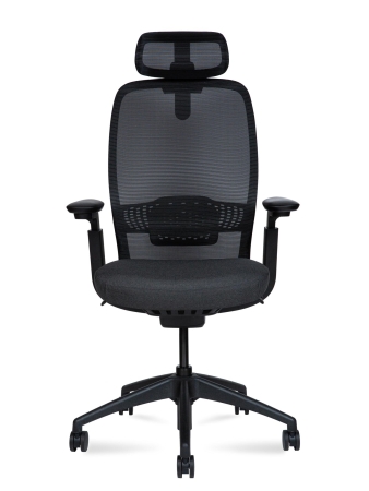 Кресло офисное Tesla черный, ткань и пластик, мягкое сиденье, с подлокотниками