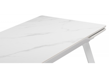 Керамический стол Норман 140 (200) х 80 белый мрамор alpin white, snow white, белый