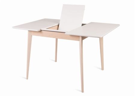 Раздвижной стол Рэй 90 белый с подстольем беленый дуб