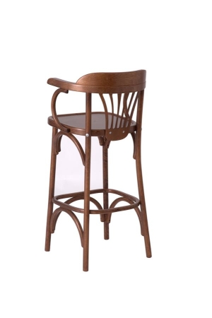 Барный деревянный стул Венский 750 средний тон с твердым сиденьем
