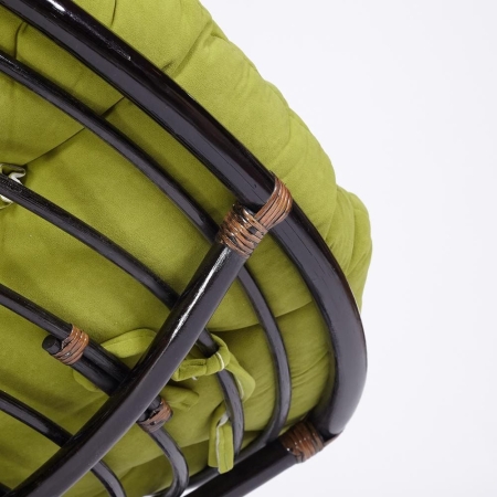 Кресло-качалка "PAPASAN" w 23 и 01 B с подушкой, античный черно-коричневый, флок олива, 23