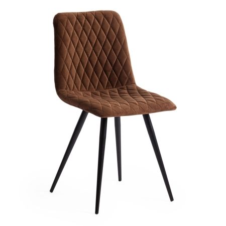 Стул CHILLYx (mod. 7096) ткань и металл, 45x53х88 см, высота до сиденья 50 см, коричневый бархат 11, черный