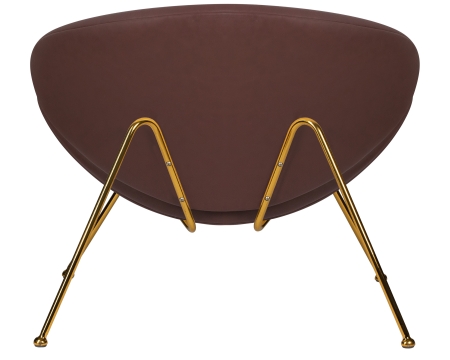 Кресло дизайнерское EMILY, коричневый винил, золотое основание