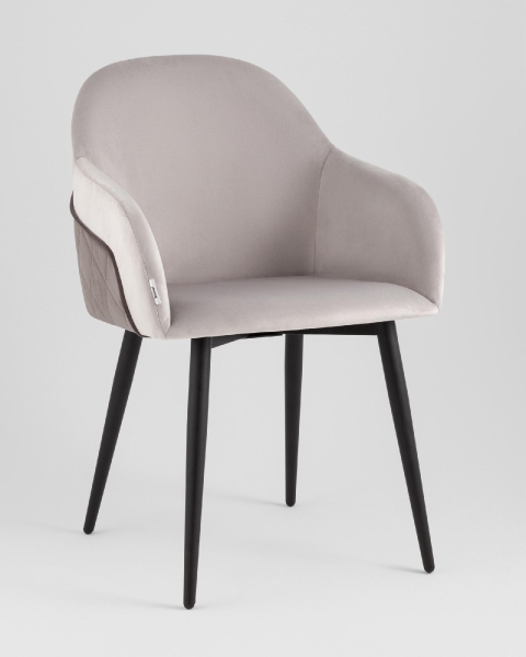 Стул Новел New велюр светло-серый с темно-серой спинкой