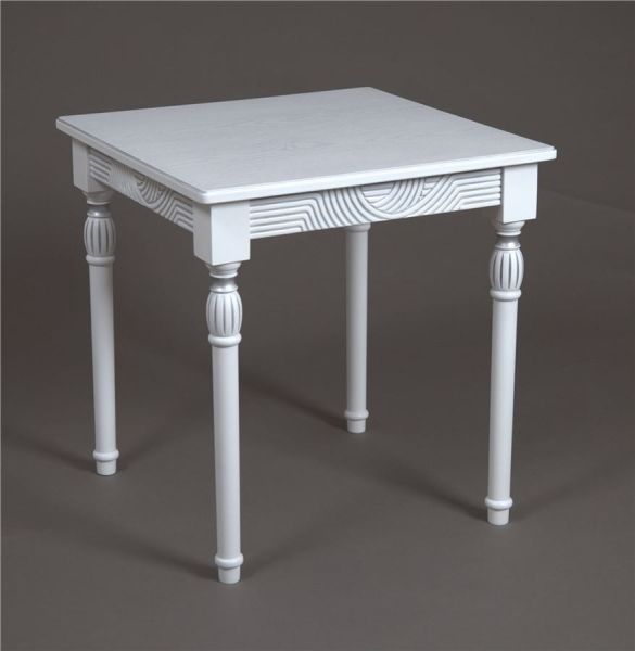 Стол журнальный "Мили" белый, патина серебро 53х53хН55