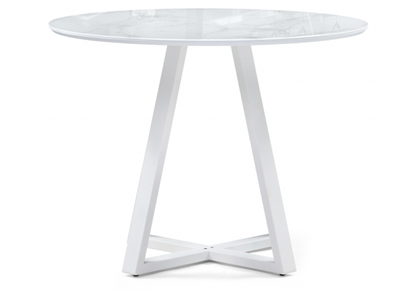 Стеклянный стол Норфолк 100х78 белый мрамор, белый