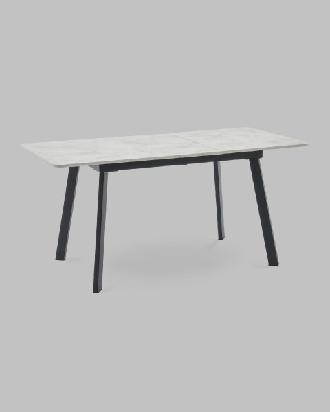 Стол Batu new 120-160/80/76 столешница ЛМДФ ароза светлая подстолье металл черный