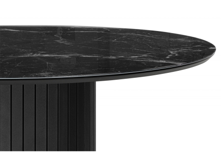Стол стеклянный Гравент 110 черный мрамор, черная пленка, черный