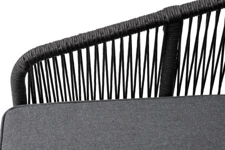 Модуль диванный "Канны" правый плетеный из роупа (веревки) темно-серый