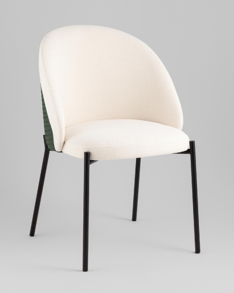 Стул обеденный Adelinde бежевый с зеленой экокожей