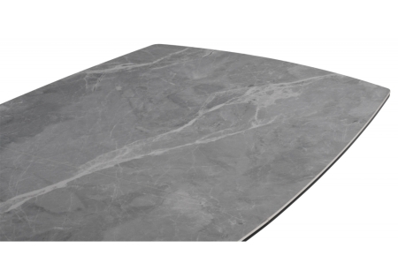 Керамический стол Фестер 160 (205) х 90 серый мрамор, пленка черная, ноги черные