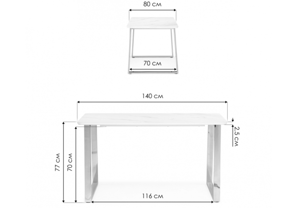 Керамический стол Селена 2 140х80 черный мрамор, золото