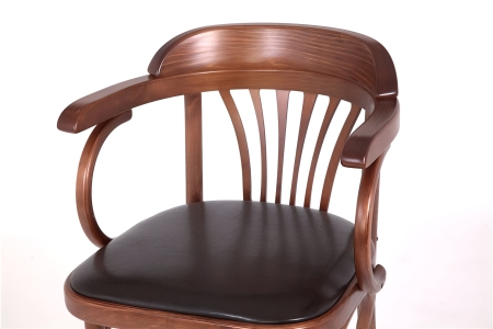 Деревянный стул Венский средний тон с мягким сиденьем из экокожи