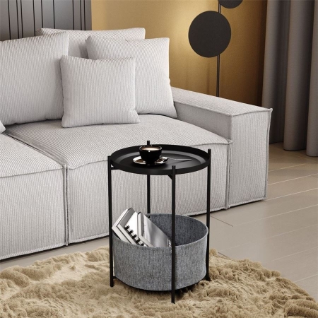 Стол журнальный "Берген" рогожка 82/39, черный муар