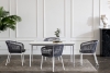 "Малага" обеденная группа на 4 персоны со стульями "Марсель", каркас белый, роуп светло-серый