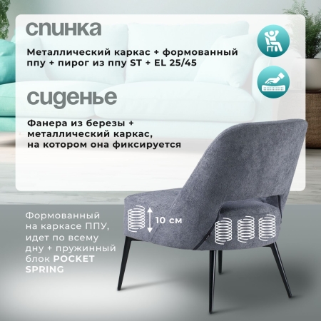 Кресло Лукас темно-серый букле MOSS 996