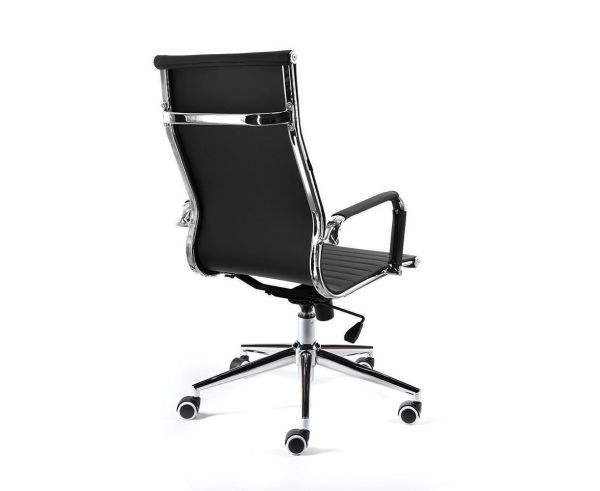 Кресло офисное Техно хром черная экокожа Кресло офисное Техно хром черная экокожа