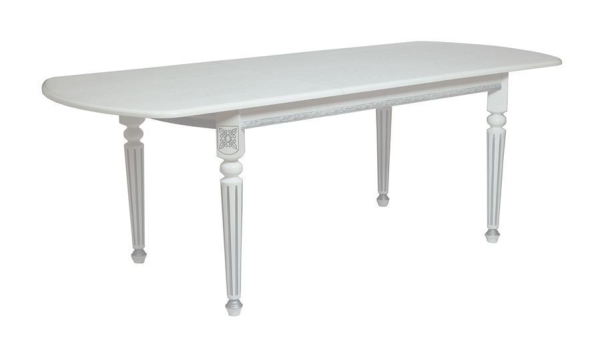 Стол овальный "Милорд-170" 90х170х220 белый, патина серебро