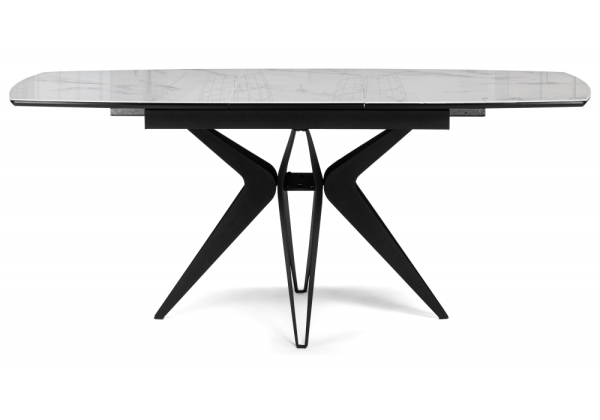 Стол стеклянный Риполь 140(180)х80 статуарио, черный