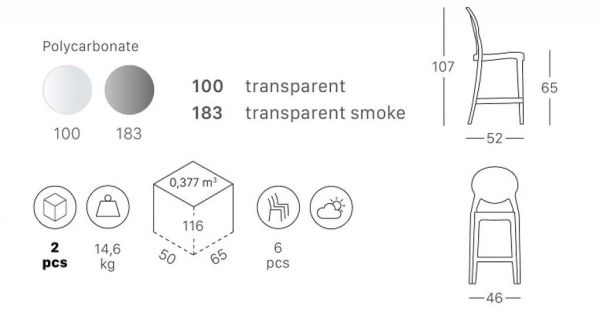 Стул полубарный прозрачный Scab Design Igloo серый