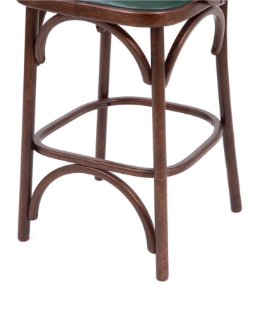 Полубарный деревянный стул Венский 650 темный тон с мягким сиденьем из зеленой экокожи