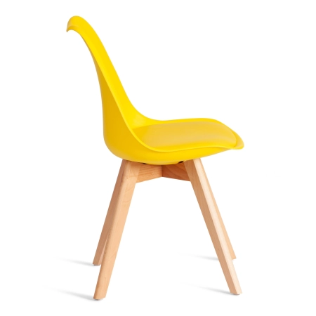 Стул TULIP (mod. 73-1) пластик, экокожа, дерево, желтый и светлое дерево