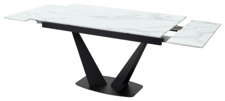 Стол Ниагара 160 белый мрамор, стекло, черный каркас