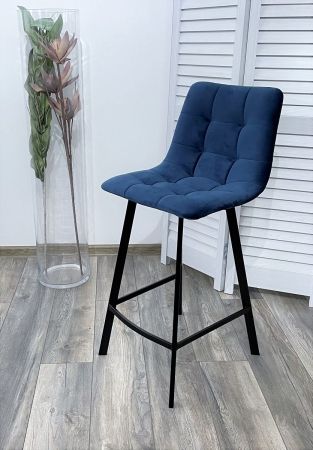 Полубарный стул CHILLI-Q SQUARE синий #29 велюр, черный каркас (H=66cm)